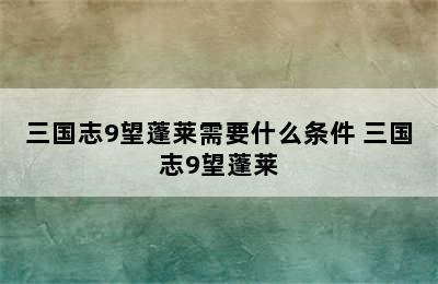 三国志9望蓬莱需要什么条件 三国志9望蓬莱